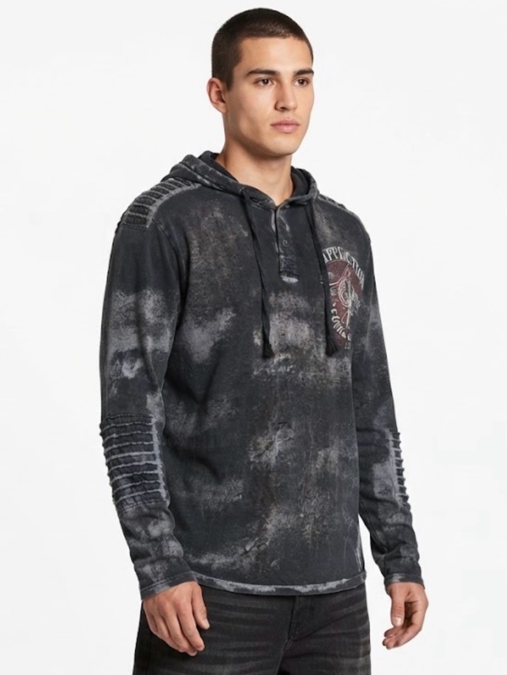 Affliction American Customs Skull Spade Moto Hoodie Large